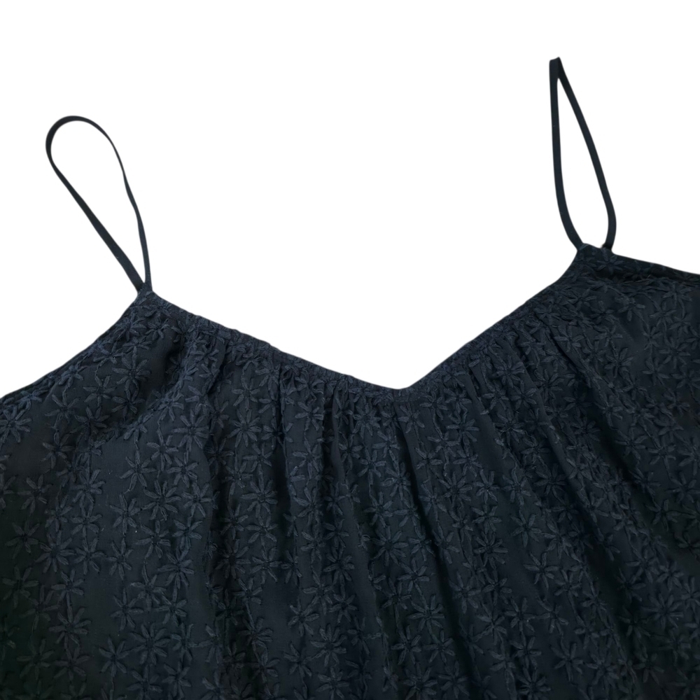 Madewell Black Daisy Stitch Ruffle Hem Slip Shift SleevelessSun Dress Size Small - Picture 2 of 8